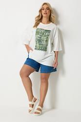YOURS Plus Size Cream 'Rio' Abstract Boxy T-Shirt | Yours Clothing 1