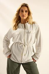 YOURS Plus Size Natural Brown Linen Shacket | Yours Clothing 3