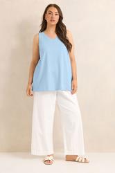 EVANS Curve Blue Premium Cotton Vest Top | Evans 1