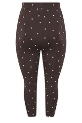 YOURS Plus Size Chocolate Brown Polka Dot Cropped Leggings | Yours Clothing 2
