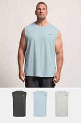 JACK & JONES 3 PACK Big & Tall White, Black, and Light Blue Tanktops | BadRhino 1