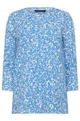 M&Co top de algodón azul con florecillas