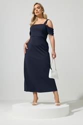 YOURS LONDON Plus Size Navy Blue Cold Shoulder Maxi Dress | Yours Clothing 1
