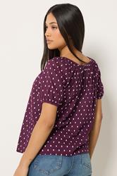 M&Co Petite Women's Purple Dobby Button Blouse | M&Co 2
