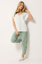 M&Co White Rope Cotton Embroidered T-Shirt | M&Co 2