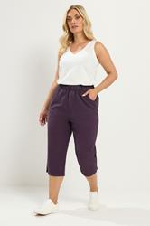 YOURS Plus Size Purple Cropped Trousers | Yours Clothing 1