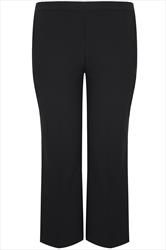 Plus Size Black Elasticated Stretch Straight Leg Trousers | Yours Clothing