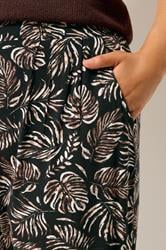 YOURS Plus Size Black Leaf Print Double Pleat Harem Trousers | Yours Clothing 4