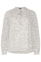 M&Co blusa con lazo en el cuello y estampado de hojas blancas y azules