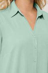 YOURS Plus Size Sage Green Ribbed Shirt | Yours Clothing 4