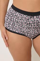YOURSET 5 PACK Plus Size Pink Diasy Print Full Briefs | Yours Clothing 5