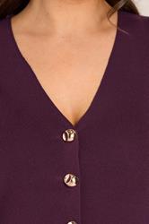 EVANS Plus Size Plum Purple Knitted Waistcoat | Evans 4