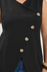 YOURS Plus Size Black Asymmetric Button Waistcoat | Yours Clothing 4