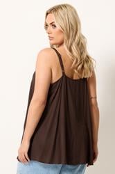 YOURS Plus Size Brown Crinkle Swing Cami Top | Yours Clothing 2