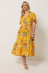YOURS Plus Size Yellow Tropical Half Placket Dress | Yours Clothing 3