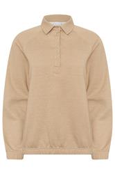 PixieGirl Petite Natural Brown Button Collar Sweatshirt
