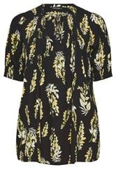 EVANS Plus Size Black Floral Print Pintuck Tie Neck Blouse | Evans 5
