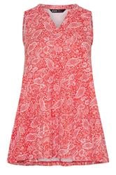YOURS Curve Orange Paisley Notch Neck Vest Top