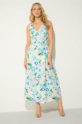 LTS Tall Women's White Floral Pleated Midi Dress | Long Tall Sally 1
