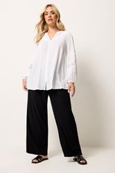 YOURS Plus Size White Notch Neck Crochet Blouse | Yours Clothing 1