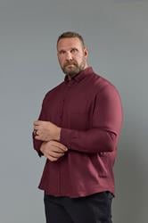 BadRhino Big & Tall Burgundy Red Long Sleeve Oxford Shirt | BadRhino 3