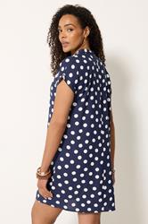 M&Co Navy Blue Polka Dot Beach Dress | M&Co 2