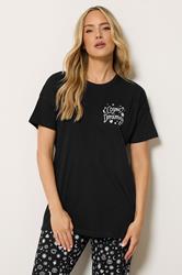 LTS Tall Women's Black 'Cosmic Dreaming' Slogan Cotton Wide Leg Pyjama Set | Long Tall Sally 3