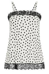 YOURS Curve White Polka Dot Vest Top