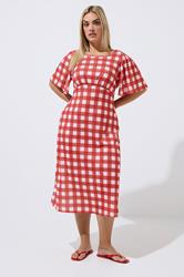 LIMITED COLLECTION Plus Size Red Gingham Dress | Yours Clothing 1