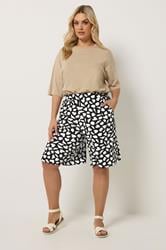 YOURS Plus Size Black Heart Print Shorts | Yours Clothing 1
