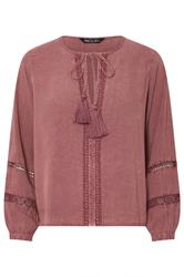 M&Co Petite Pink Long Sleeve Tie Neck Blouse | M&Co 6
