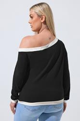 LIMITED COLLECTION Plus Size Black Contrast Off Shoulder Top | Yours Clothing 2