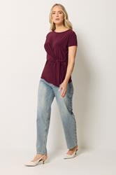 LTS Tall Women's Wine Red Tie Detail Top | Long Tall Sally 1