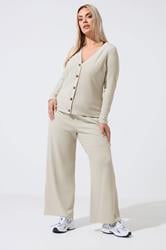 LIMITED COLLECTION Plus Size Beige Brown Crinkle Wide Leg Trousers | Yours Clothing 3
