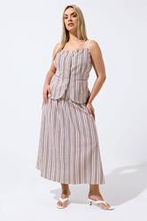 LIMITED COLLECTION Plus Size Red & White Stripe Strappy Waistcoat | Yours Clothing 1