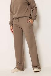 LTS Tall Women's Mocha Brown Embroidered Wide Leg Joggers | Long Tally Sally 1