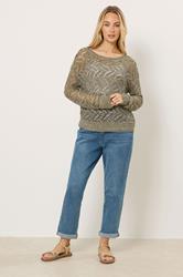 M&Co Khaki Green Open Stitch Knitted Jumper | M&Co 1
