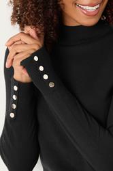 M&Co Black Button Turtle Neck Jumper | M&Co 4