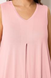 YOURS Plus Size Light Pink Pleated Front Vest Top | Yours Clothing 4