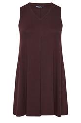 YOURS Plus Size Chocolate Brown Pleat Front Vest Top | Yours Clothing 5