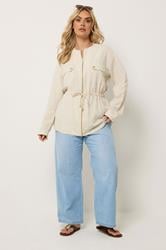 YOURS Plus Size Natural Brown Linen Shacket | Yours Clothing 2