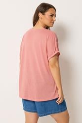 YOURS Plus Size Pink Linen Look T-Shirt | Yours Clothing 2
