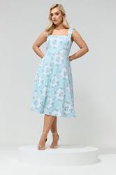 YOURS LONDON Plus Size Light Blue Floral Skater Dress | Yours Clothing 1
