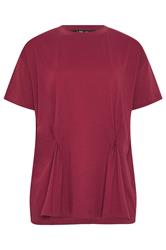 LTS Tall Burgundy Red Pleat Front Cotton T-Shirt