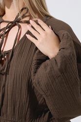 LIMITED COLLECTION Plus Size Chocolate Brown Cheesecloth Top | Yours Clothing 5