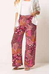 M&Co Red Abstract Floral Print Wide Leg Trousers | M&Co 1