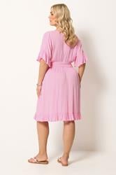 YOURS Plus Size Pink Crinkle Beach Dress | Yours Clothing 2