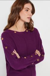 M&Co Berry Purple Batwing Eyelet Jumper | M&Co 4