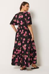 YOURS Plus Size Black Floral Angel Sleeve Dress | Yours Clothing 2