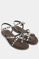 LTS Brown Zebra Print Cross Strap Sandals In a Standard Fit